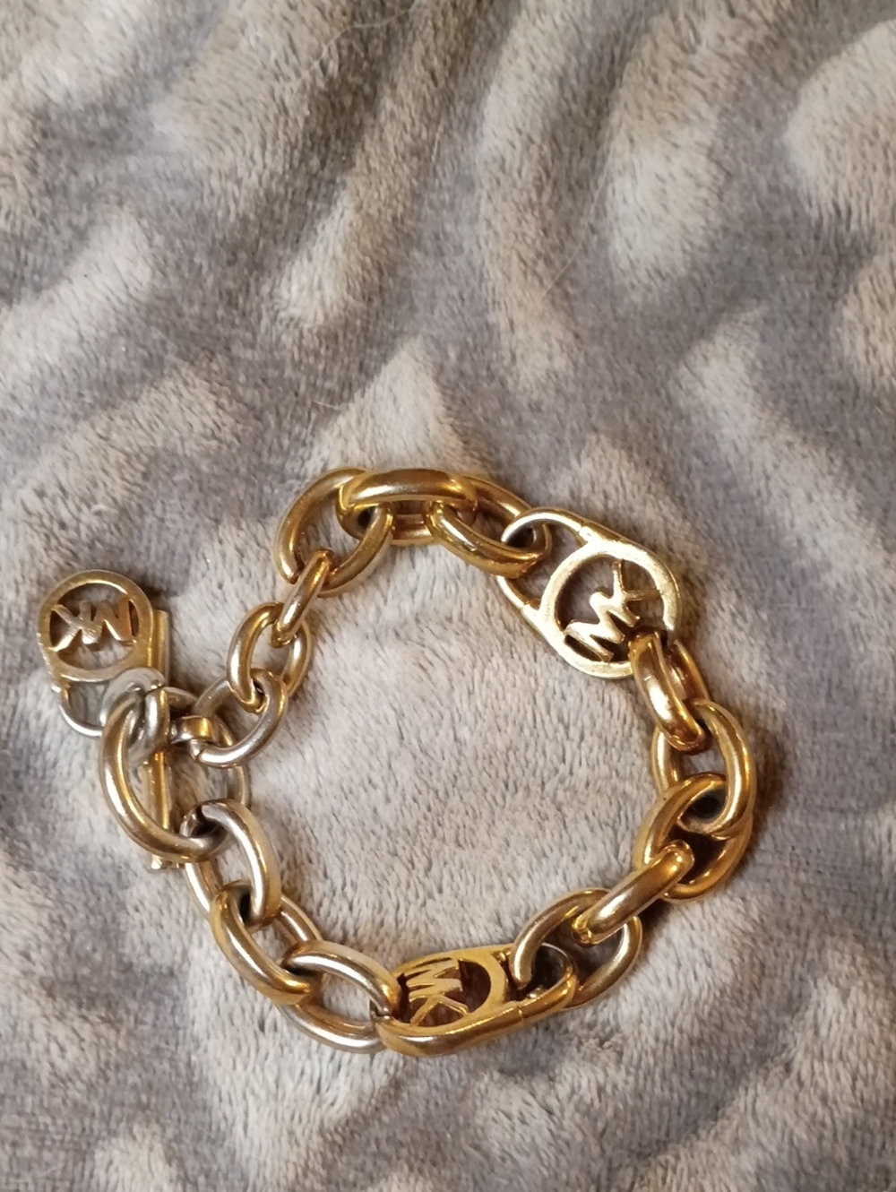Michael Kors Two-Tone Gold Chain Bracelet with MK Logo Links